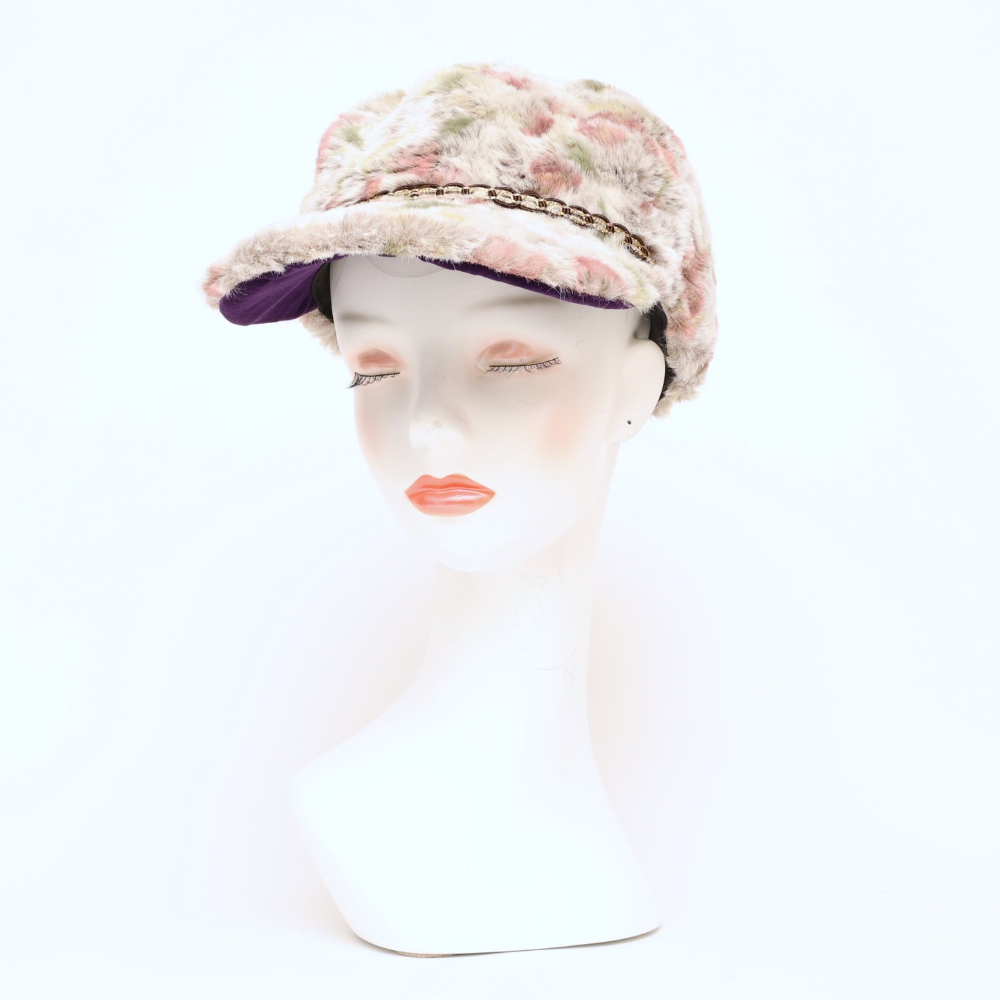 Floral fur cap