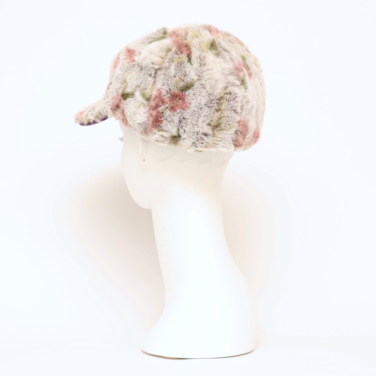 Floral fur cap