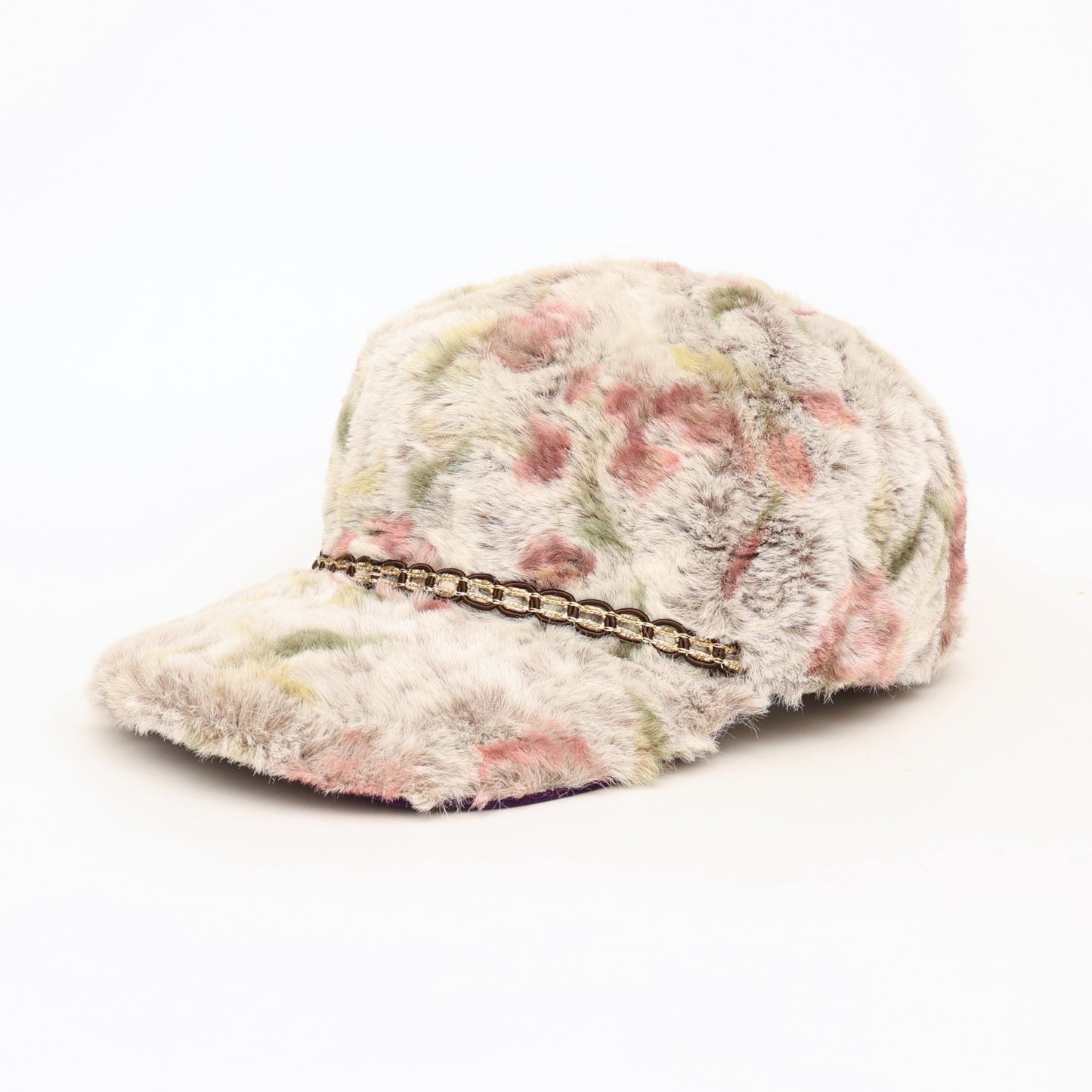 Floral fur cap