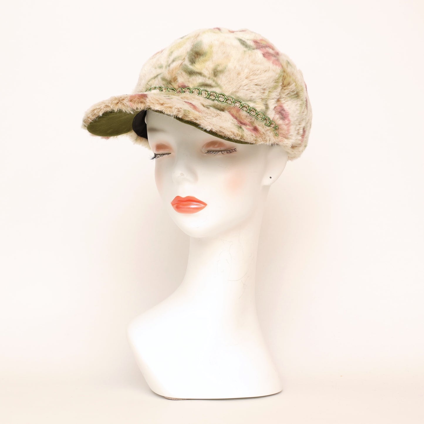 Floral fur cap
