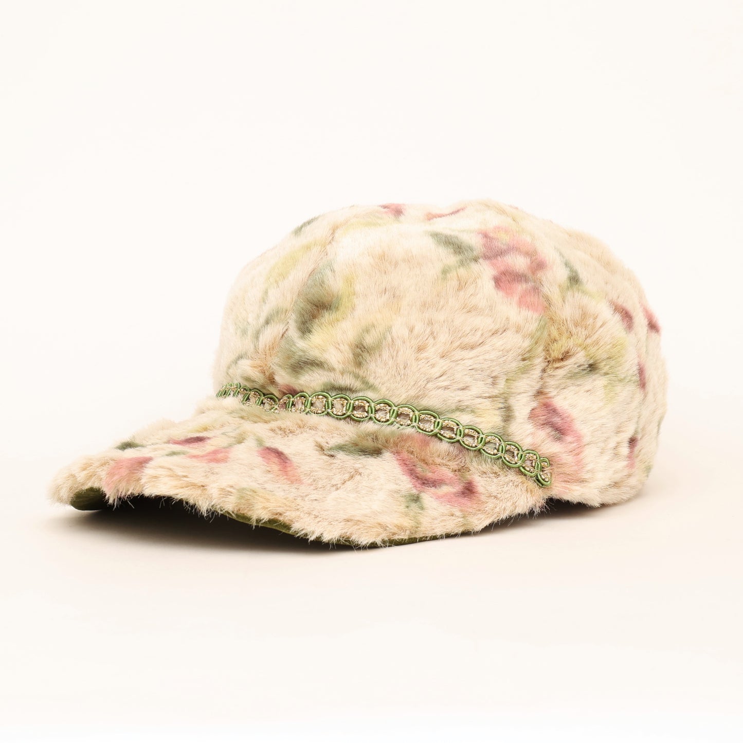 Floral fur cap
