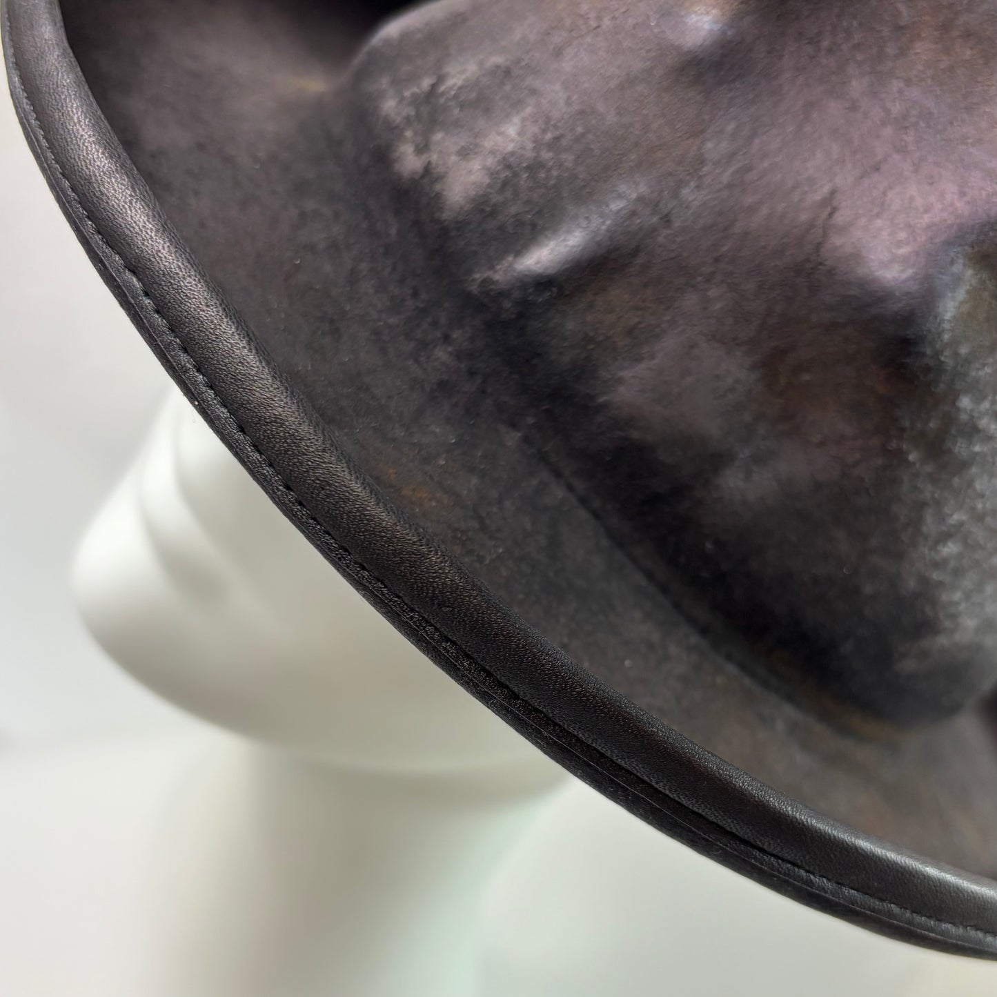 Leather piping skull hat