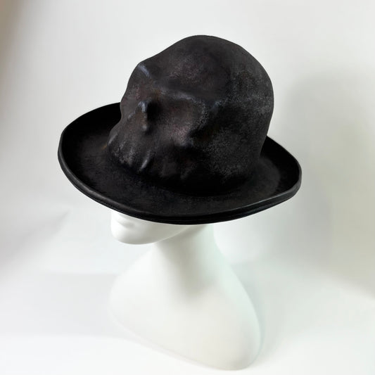 Leather piping skull hat