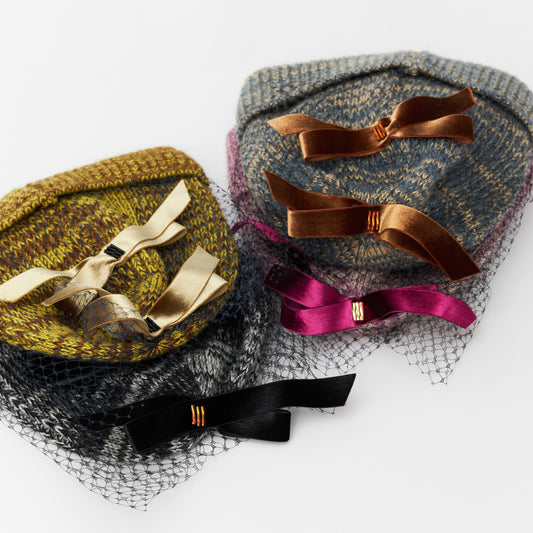 別珍リボンチュールニットキャップ