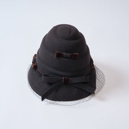 Seashell Ribbon Hat, Dark Brown