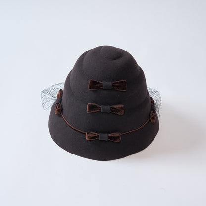 Seashell Ribbon Hat, Dark Brown