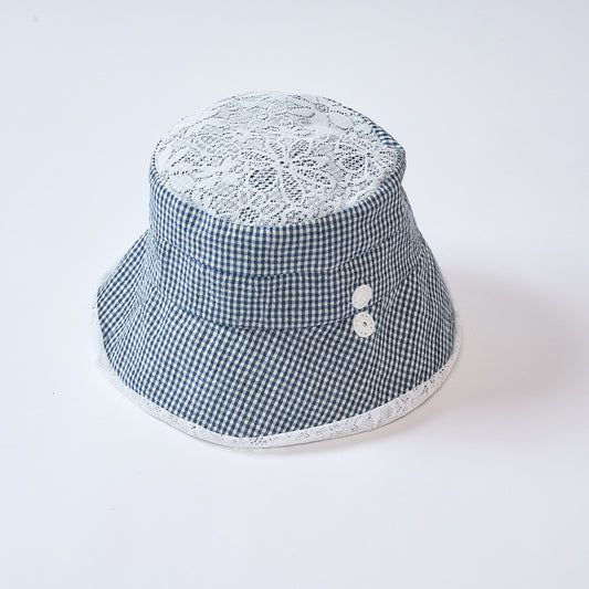 Gingham and lace crochet