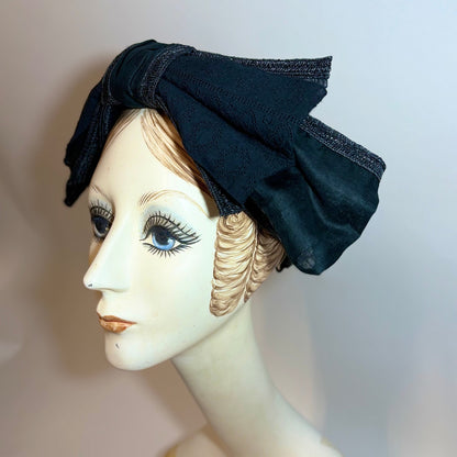 コットン刺繍リボンターバン