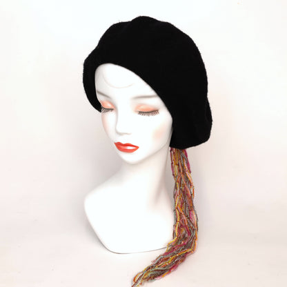 Fringe and ribbon beret