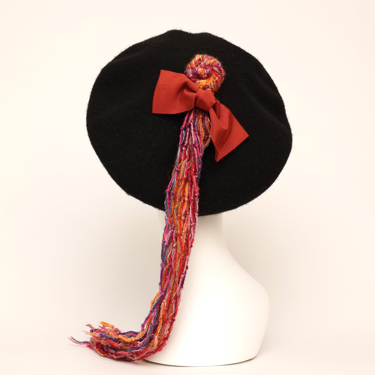 Fringe and ribbon beret