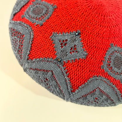 ジャガードレース飾りベレー