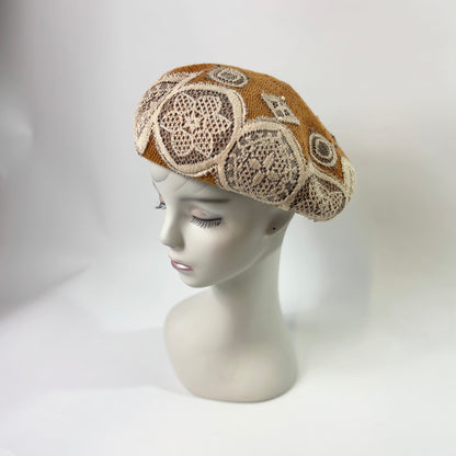 ジャガードレース飾りベレー