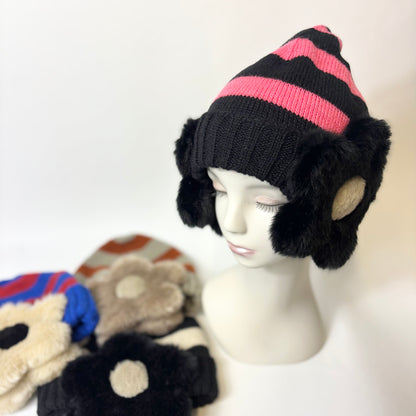 花びら耳付きニットキャップ