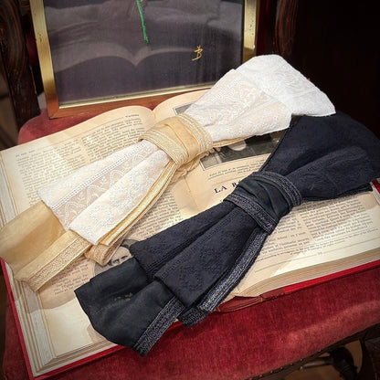 コットン刺繍リボンターバン