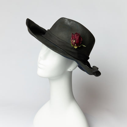 Folded brim burnt fedra hat